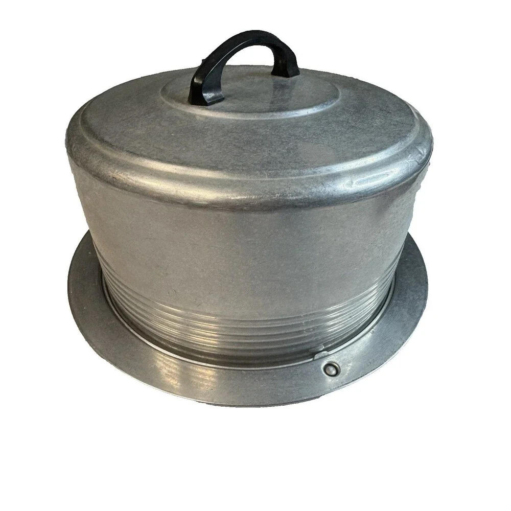 Vintage Regal Ware Aluminum Cake Carrier Saver Locking Cover Dome Platter 14
